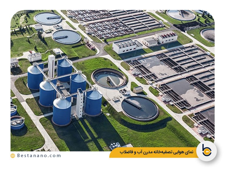 نمای هوایی تصفیه خانه مدرن آب و فاضلاب | شرکت دانش بنیان بستا نانوفناوران فیدار